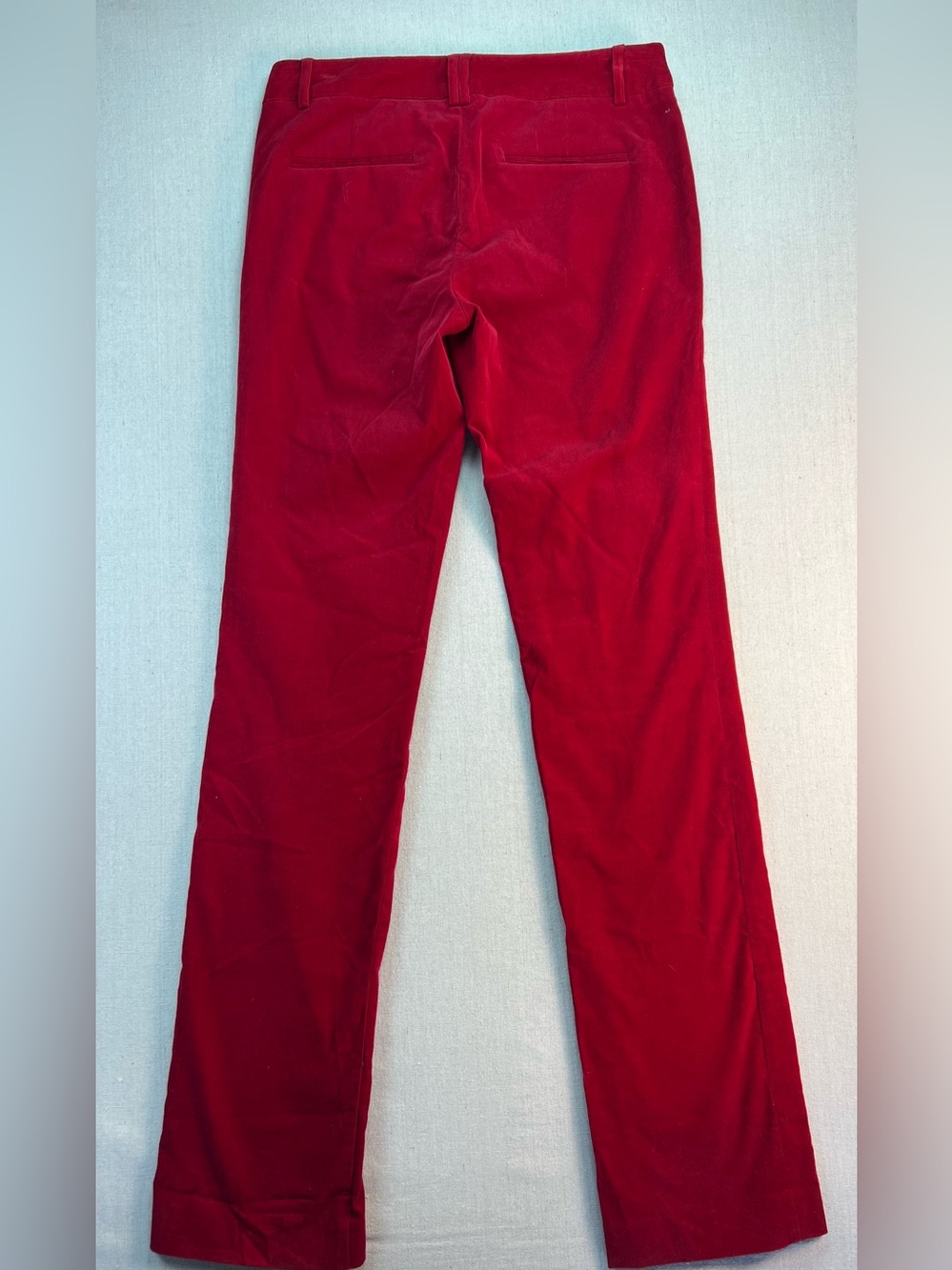 Women's Red Corduroy Vintage Inspired Flare Mid-Rise Indie Boho Bold - Size 6 - Picture 2 of 6